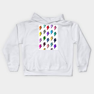 Lightning Pattern in Mutli-Colour on White Kids Hoodie